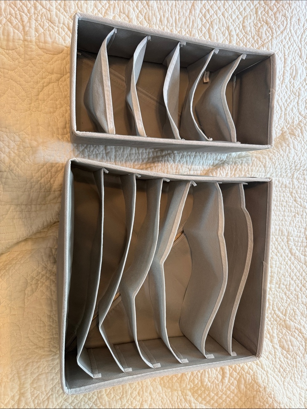 12 x 15 inch Gray Fabric Drawer Organizers - 2-Pack